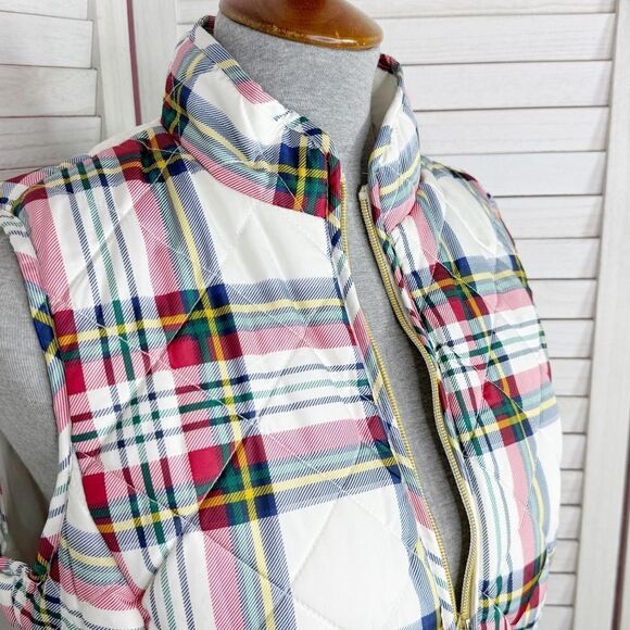 St. John’s Bay Plaid Full Zip Puffer Vest White Multi Medium - Picture 5 of 14